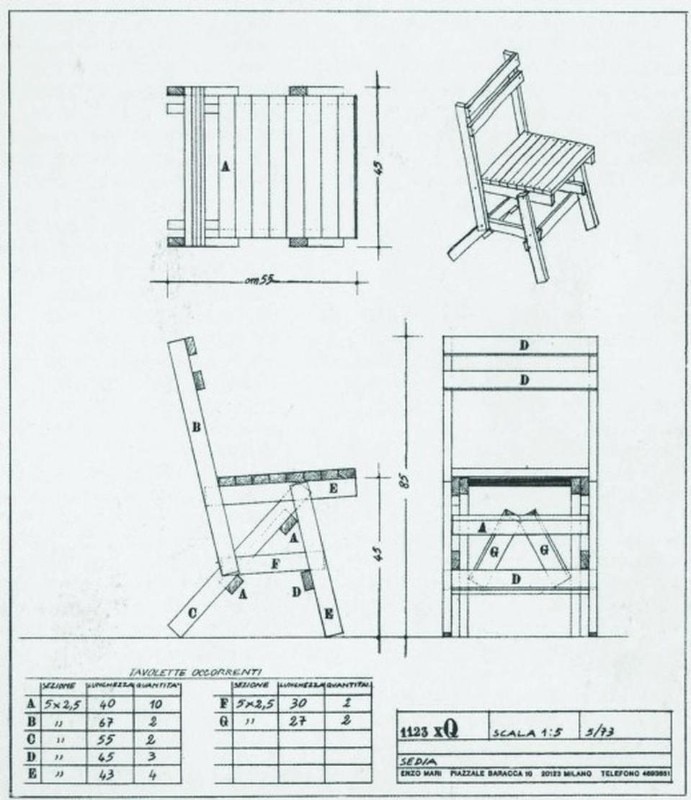 Enzo Mari,  <i>Autoprogettazione</i>, progetto per una sedia