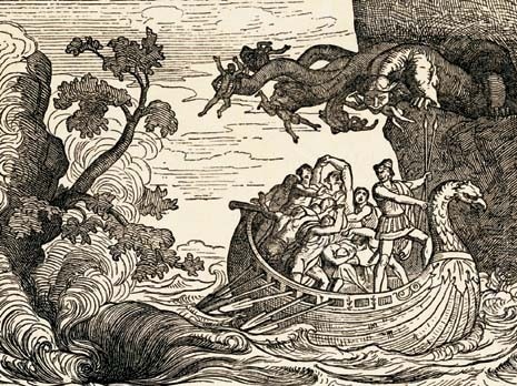 Scylla (in a 17th-century etching) and Charybdis are not the only monsters evoked by the disputed project for a bridge over the Strait of Messina. © Underworld & Underworld/CORBIS/Grazia Neri
