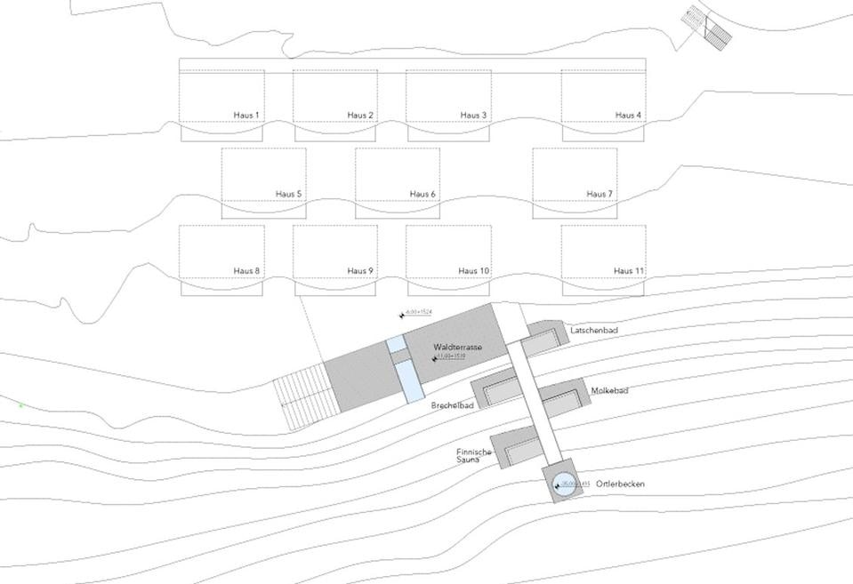 Plan of the new premises, adjacent to the existing hotel building owned by the Thöni family 