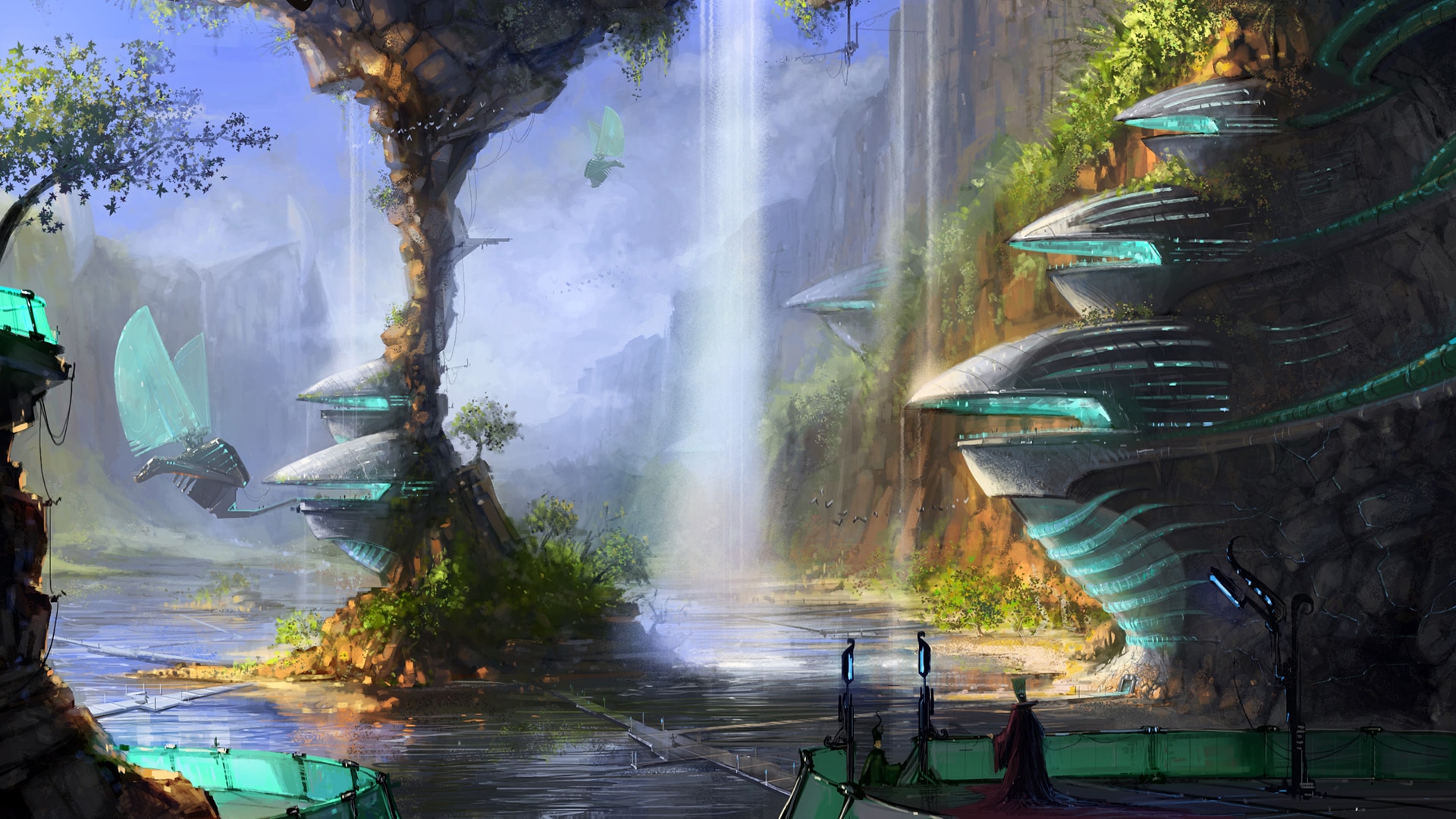 Looking for solarpunk city art for wallpaper background of my