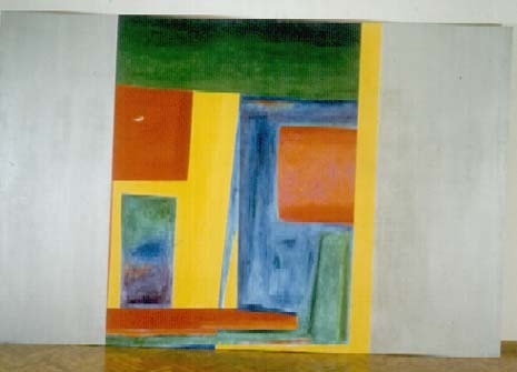 Nicola Di Maria, <i>Testa dell’artista cosmico a Torino</i>, mixed media on canvas, 1984-85
