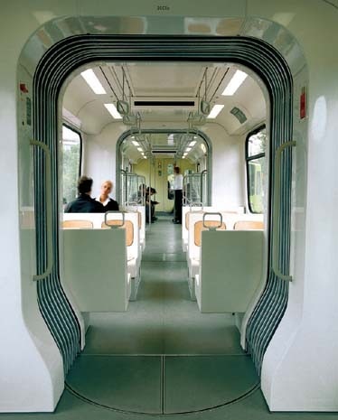 <b>Hannover tram</b>. Our (Colin Watson, Klaus Hackl and myself) approach for the design of the new tram for Hannover was very simple: to design the tram for the passengers and to make every effort to make it something more enjoyable than a piece of civic equipment. Photography by Miro Zagnoli