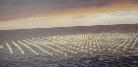 <b>Minimal Happening</b>.<br> 
Hundreds of lights under the ocean surface. By day, nothing. The peninsular is intact. The architecture is moved along the road. The project by Richard Weller and Gary Marinko, with Mike Rowlands and Bruce Rowe (Australia), emphasises this
