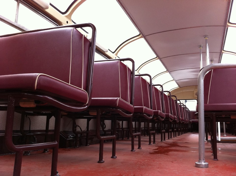 Interior of the second level of the bus