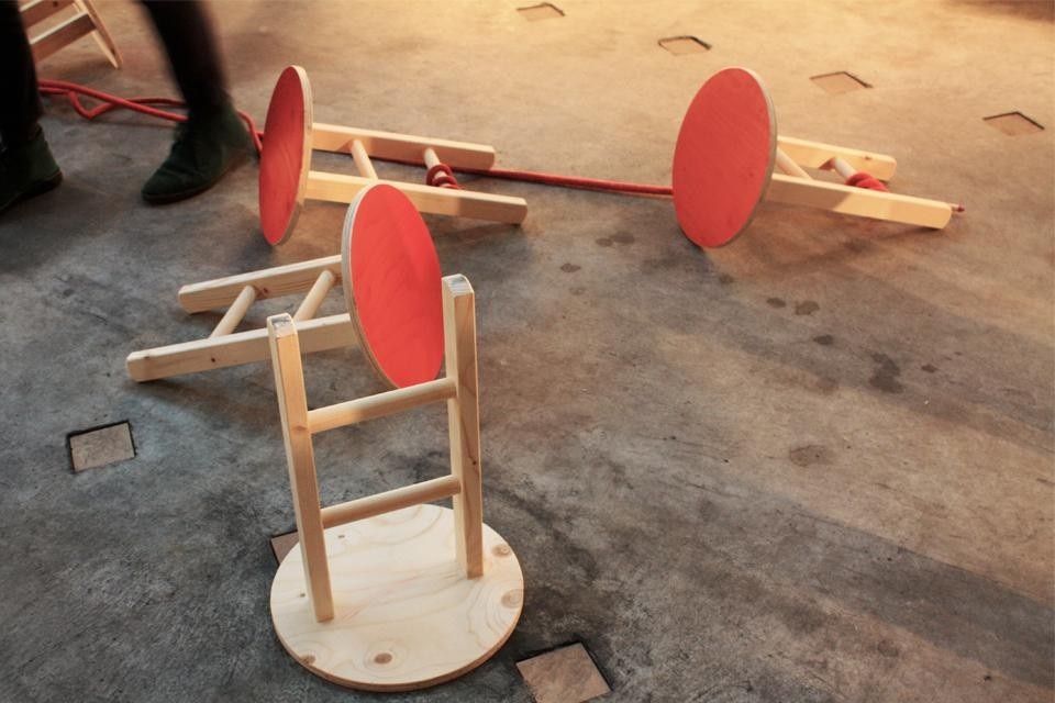 Seating that can function as milking stools or small ladders