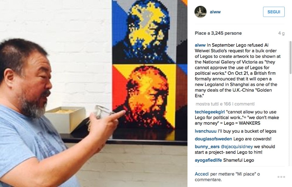 Photo from Ai Weiwei's Instagram account, posted on October 23, 2015