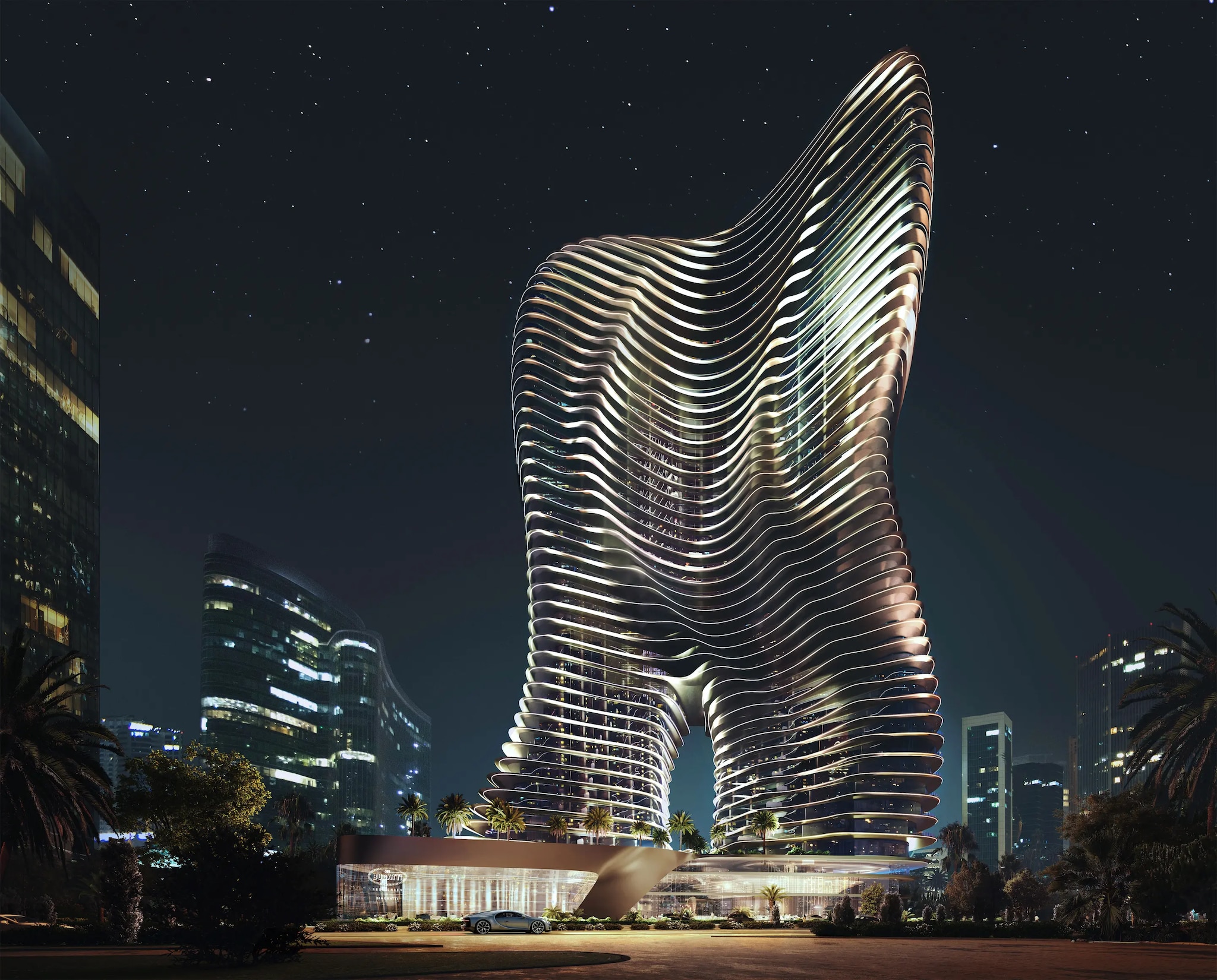 In Dubai, new skyscraper by Bugatti features drive-in penthouses - Domus