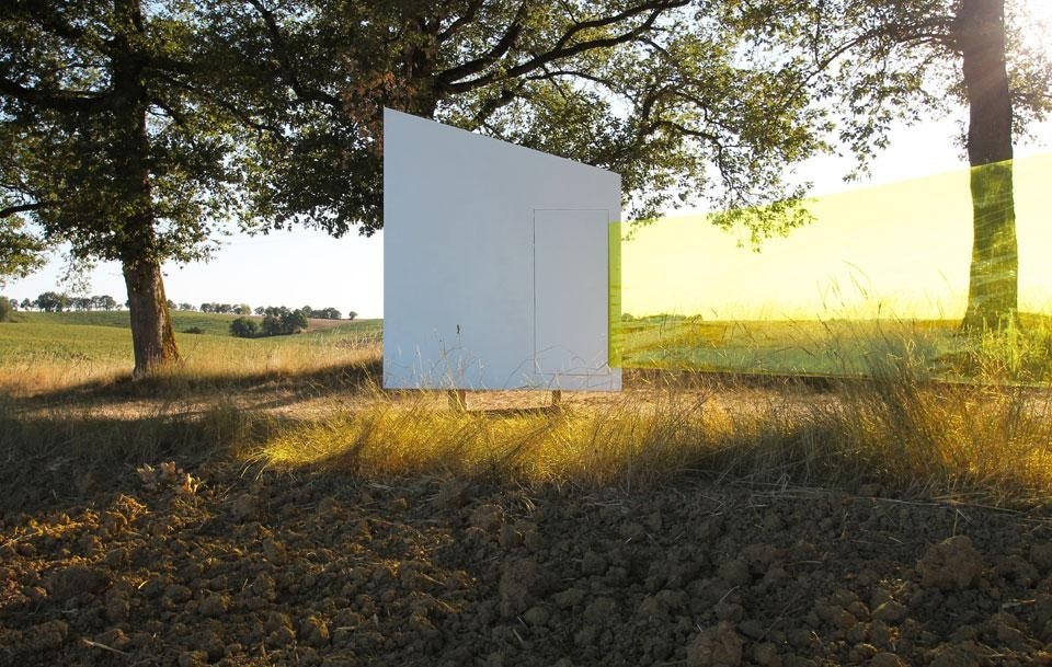 Gillot+Givry, padiglione d'artista, Barran, Gers, Francia 2012. Célia Gondol è stato il primo artista a essere ospitato, con la sua installazione visuale
