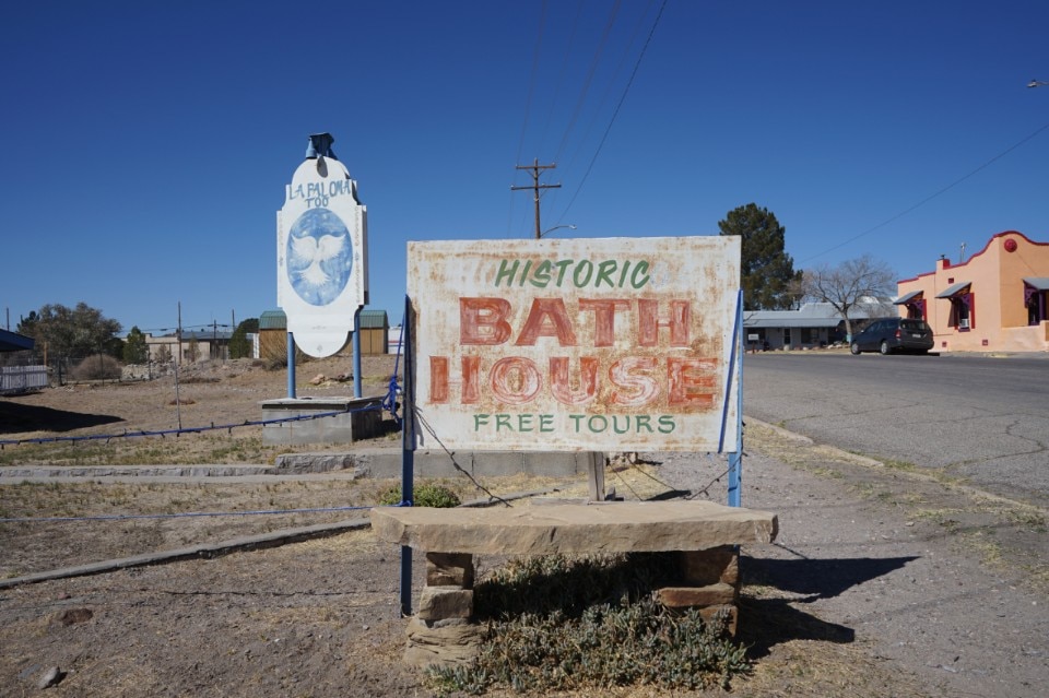 An old thermal bath's sign in Truth or Consequences. Photo Marianna Guernieri