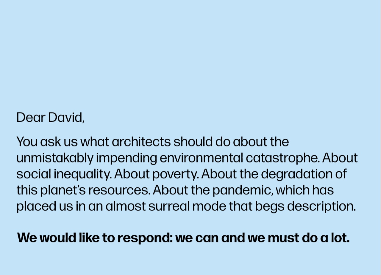 Carlo Ratti and Daan Roosegaarde’s letter to David Chipperfield