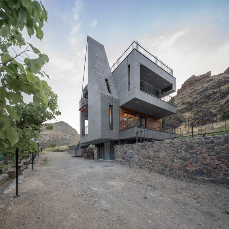 A faceted and pointed stone house among the Iranian rocks