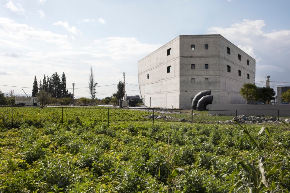 A concrete building moored in the Lebanese countryside