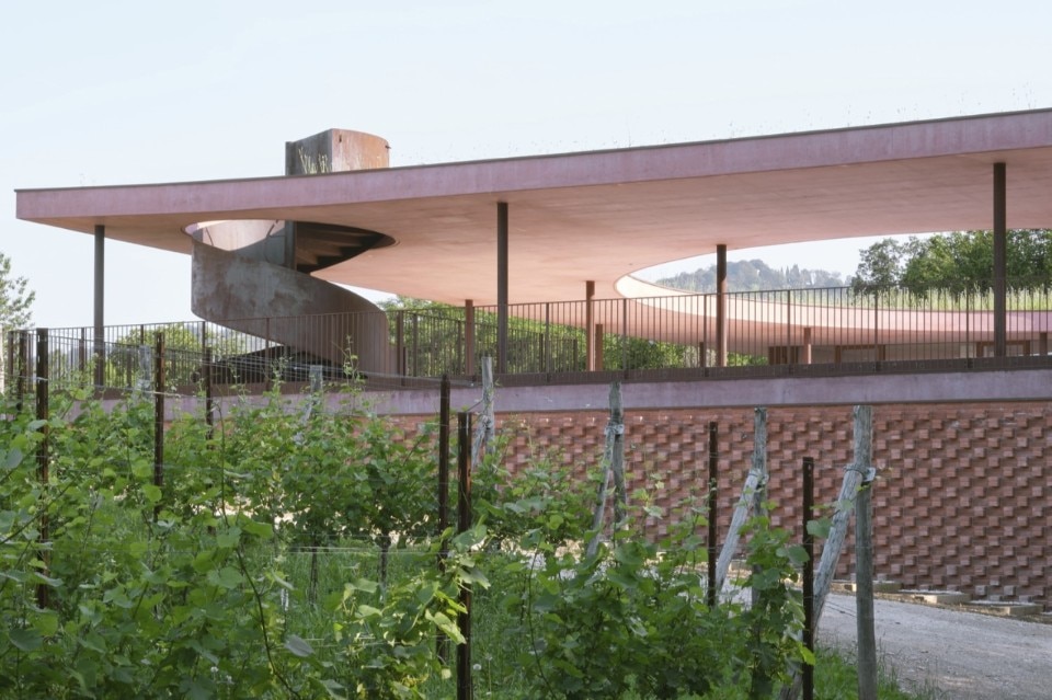 A geometrically shaped winery mirroring the landscape