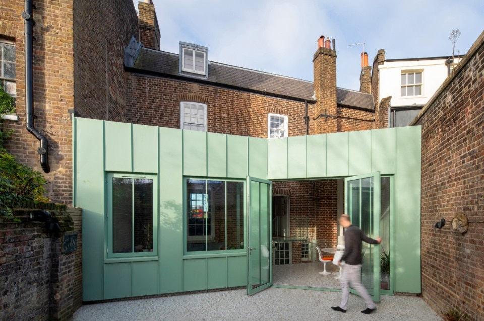 Mint-green metal for a Georgian house extension in London