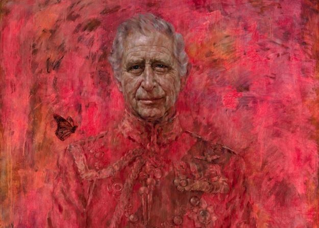 Red. The portrait of King Charles III