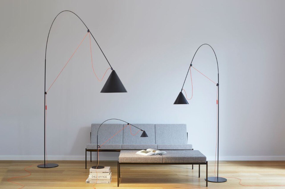 Adjustable and joint-free, AYNO lamp is available in silk grey