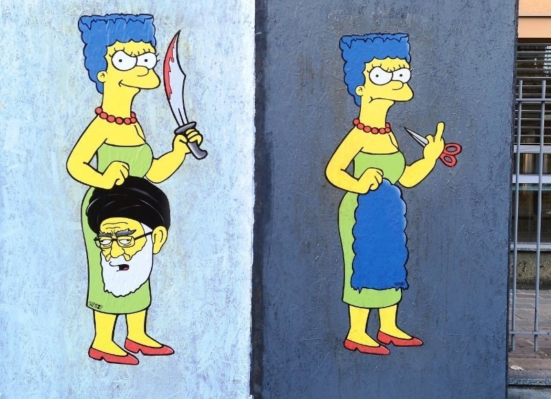 Mural featuring Marge Simpson supporting the protests in Iran is cancelled in Milan