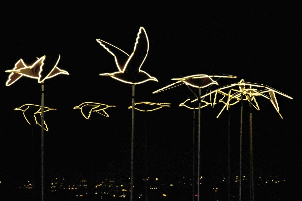 The pictures of the newly installed light sculptures in Bergamo and Brescia