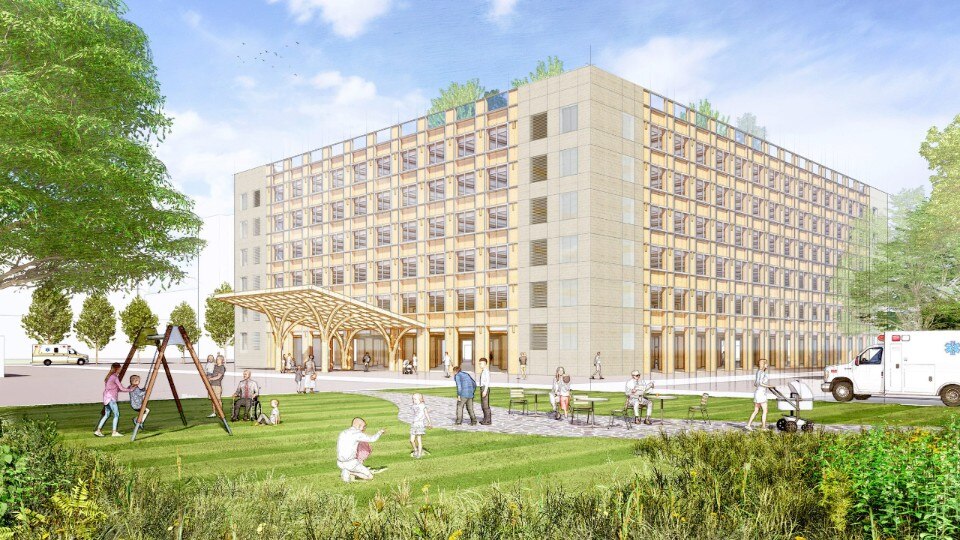 Shigeru Ban’s timber addition for Ukrainian hospital