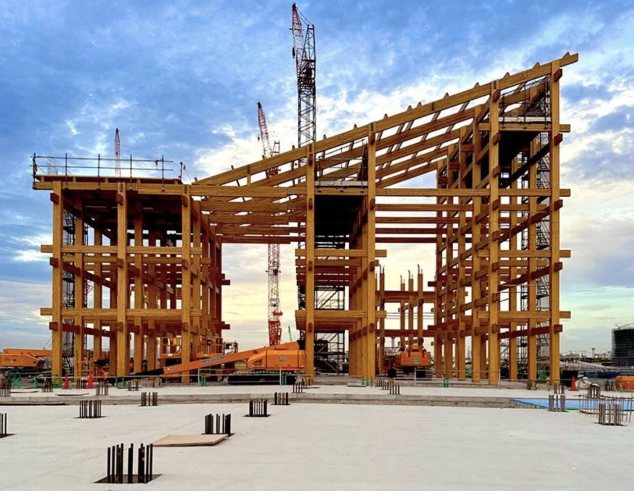 Giant wooden ring designed by Fujimoto for Osaka Expo 2025 takes shape