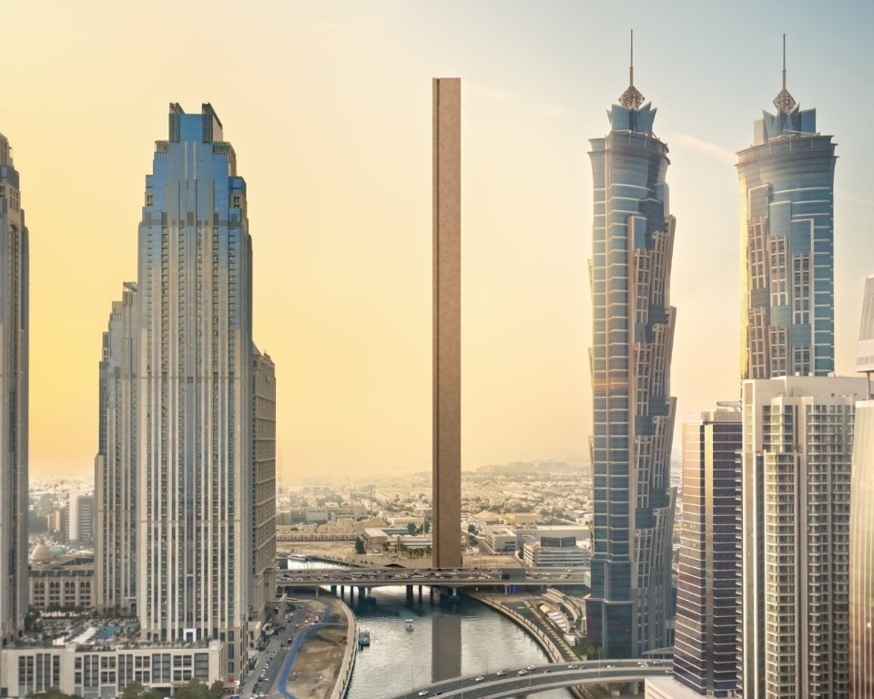 A new thin skyscraper, just one apartment wide, in Dubai