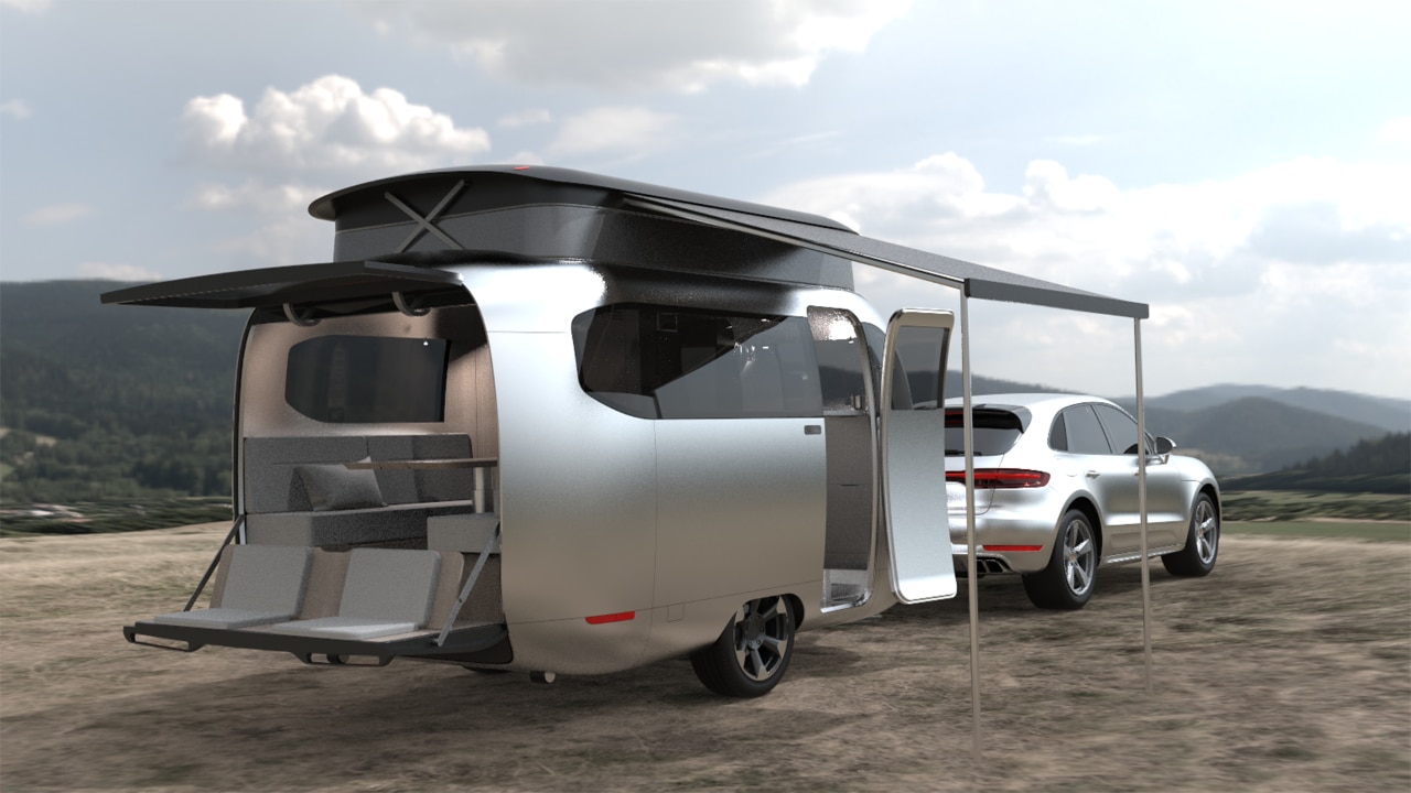 This Airstream trailer is ready to be towed by an EV