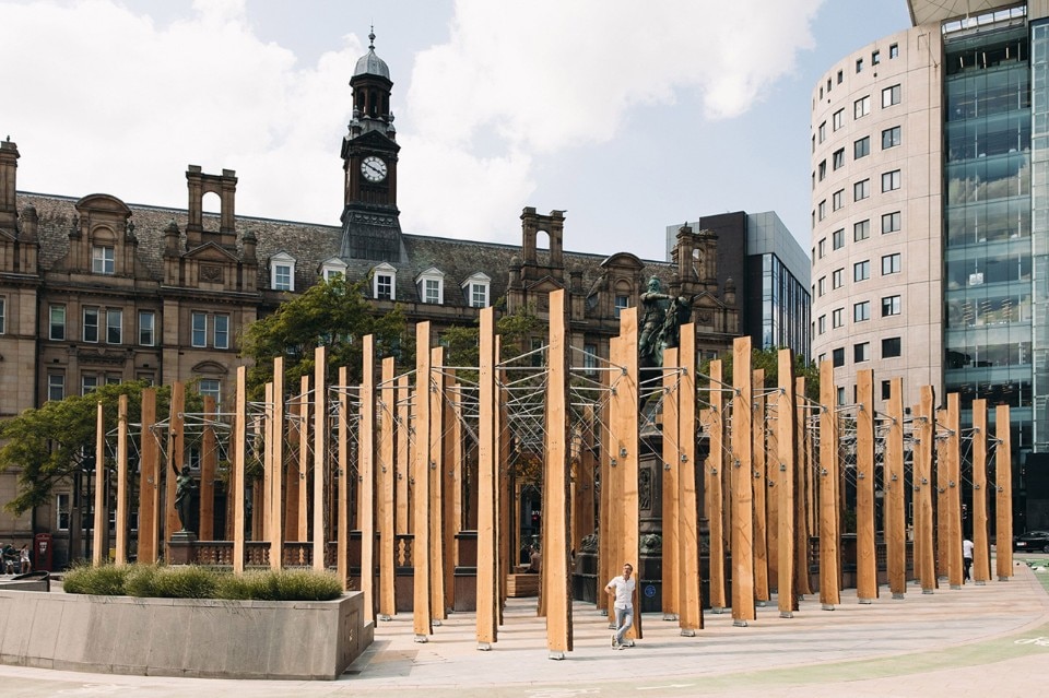 An urban timber installation to reflect on the life cycle of materials