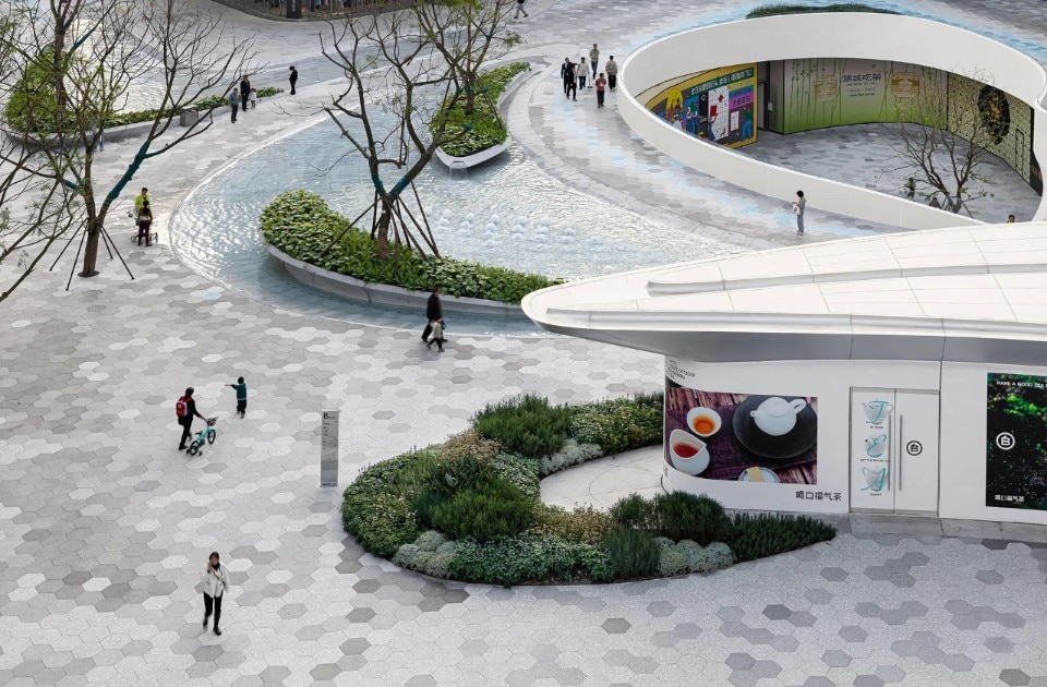 A plaza inspired by ocean waves designed by Zaha Hadid Architects