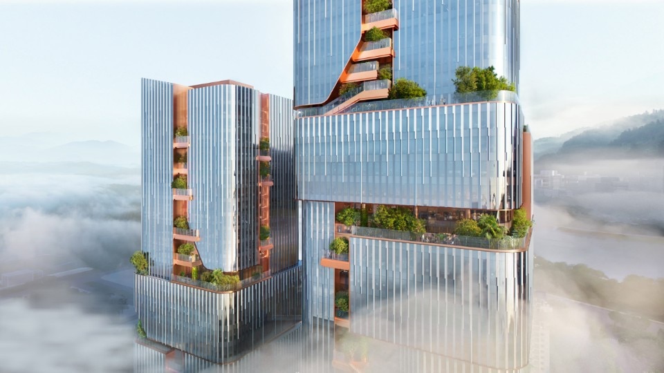 Jd Hub towers in Shenzhen will be traversed by vertical greenery